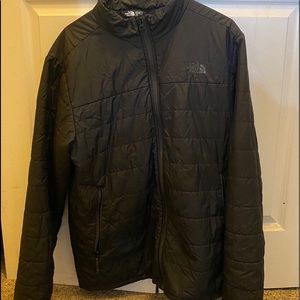 Black hoodless north face jacket